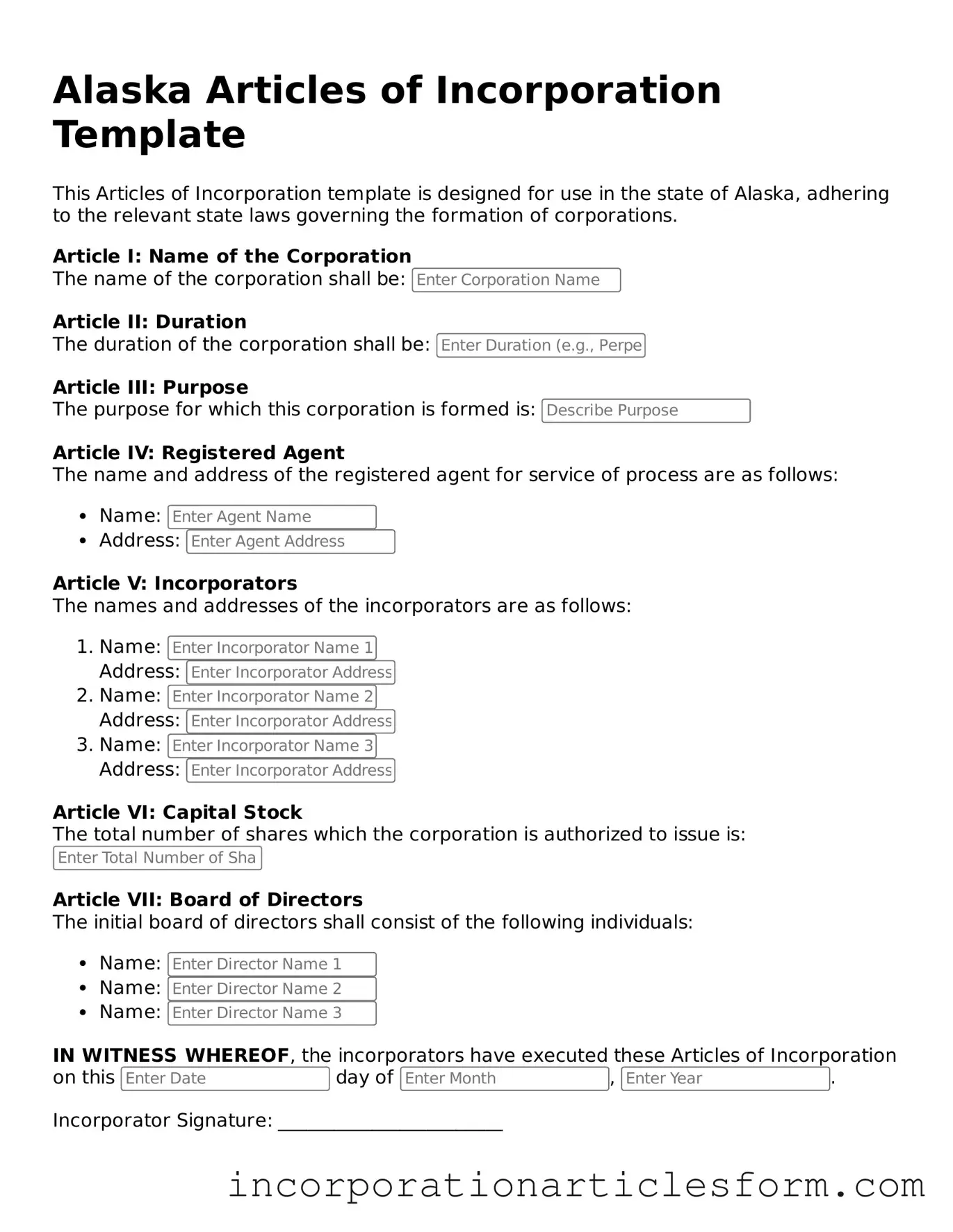 Attorney-Verified Articles of Incorporation Document for the State of Alaska
