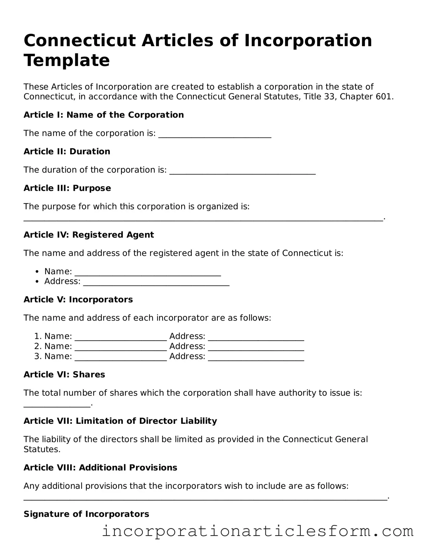 Attorney-Verified Articles of Incorporation Document for the State of Connecticut